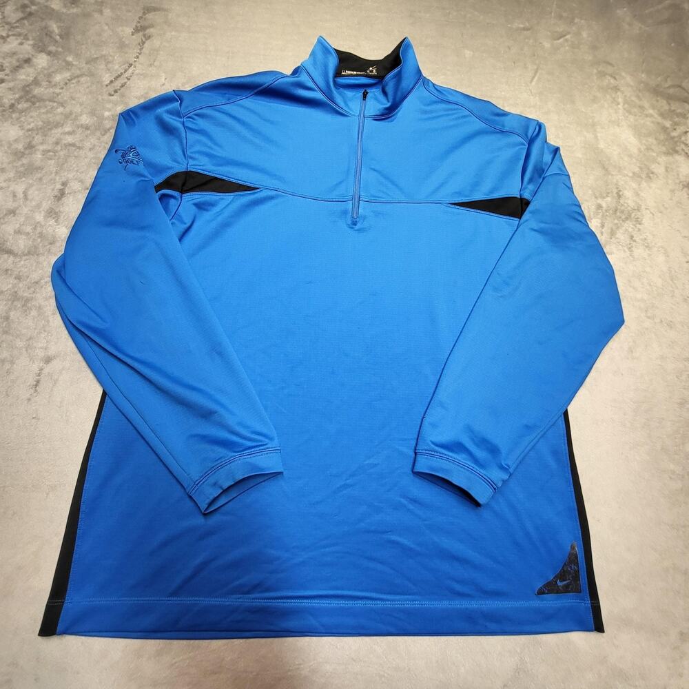 Nike Pullover Mens Large Blue Black 1/4 Zip Dri-FIT Golf Mock Neck Long Sleeve